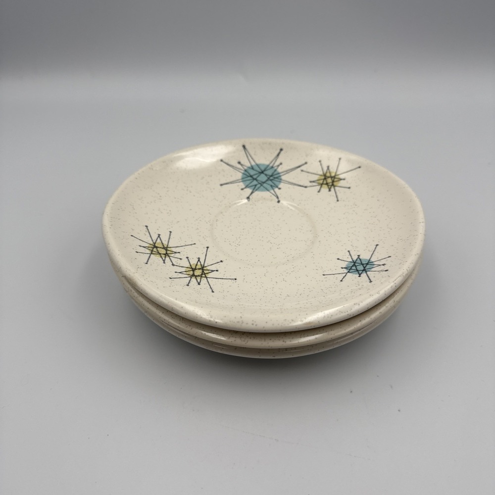Franciscan Atomic Starburst MCM 6" plate saucer‎ Set Of 3 (lot A)